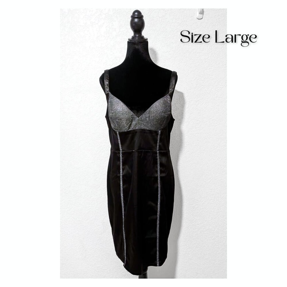 Black Satin Glitter Bust Bodycon Mini Dress – Blithe, New With Tags